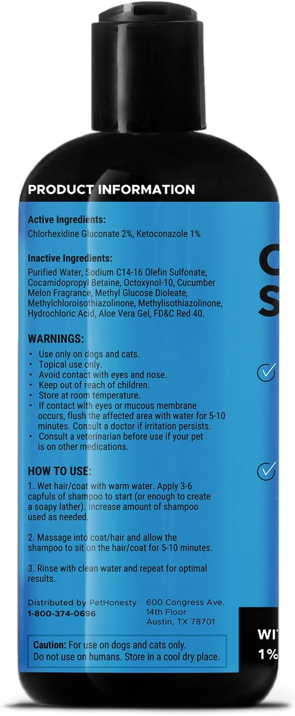 Chlorhexidine Cat & Dog Seasonal Itch Relief Shampoo, for Allergies, Itching, Skin and Coat Supplement, Helps Shedding, Hot Spots, Deodorizing Dog Shampoo & Grooming Supplies,16Oz - Best Pet Care Store