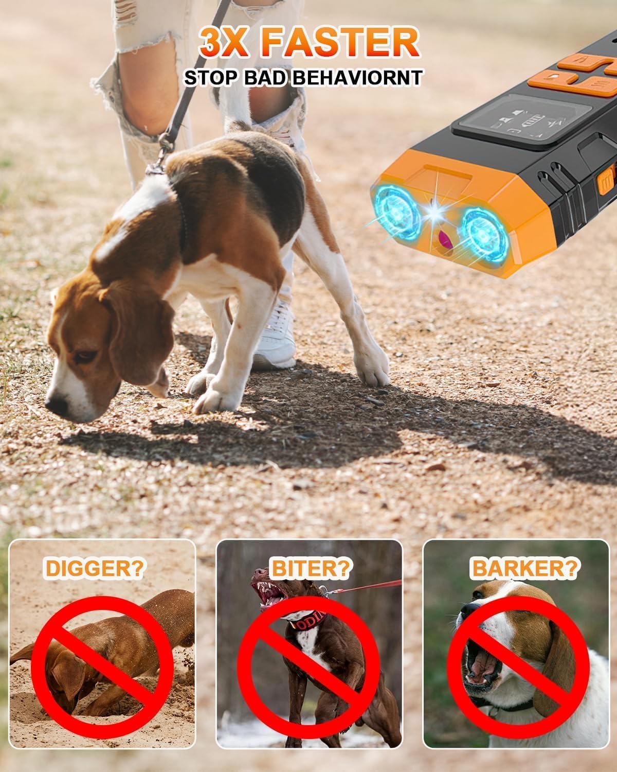 2026 Upgraded Ultrasonic Anti-Bark Device – 4 Modes, LED Light, LCD Screen, Indoor & Outdoor - Best Pet Care Store