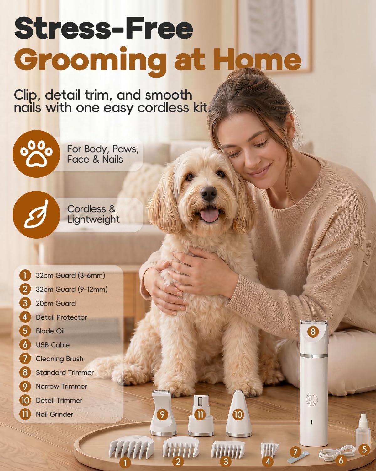 Dog Clippers & Paw Trimmer Grooming Kit – Low Noise, Rechargeable - Best Pet Care Store