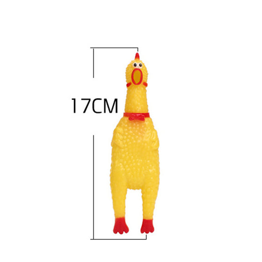 Durable Squeaky Chicken Dog Chew Toy in Yellow Rubber