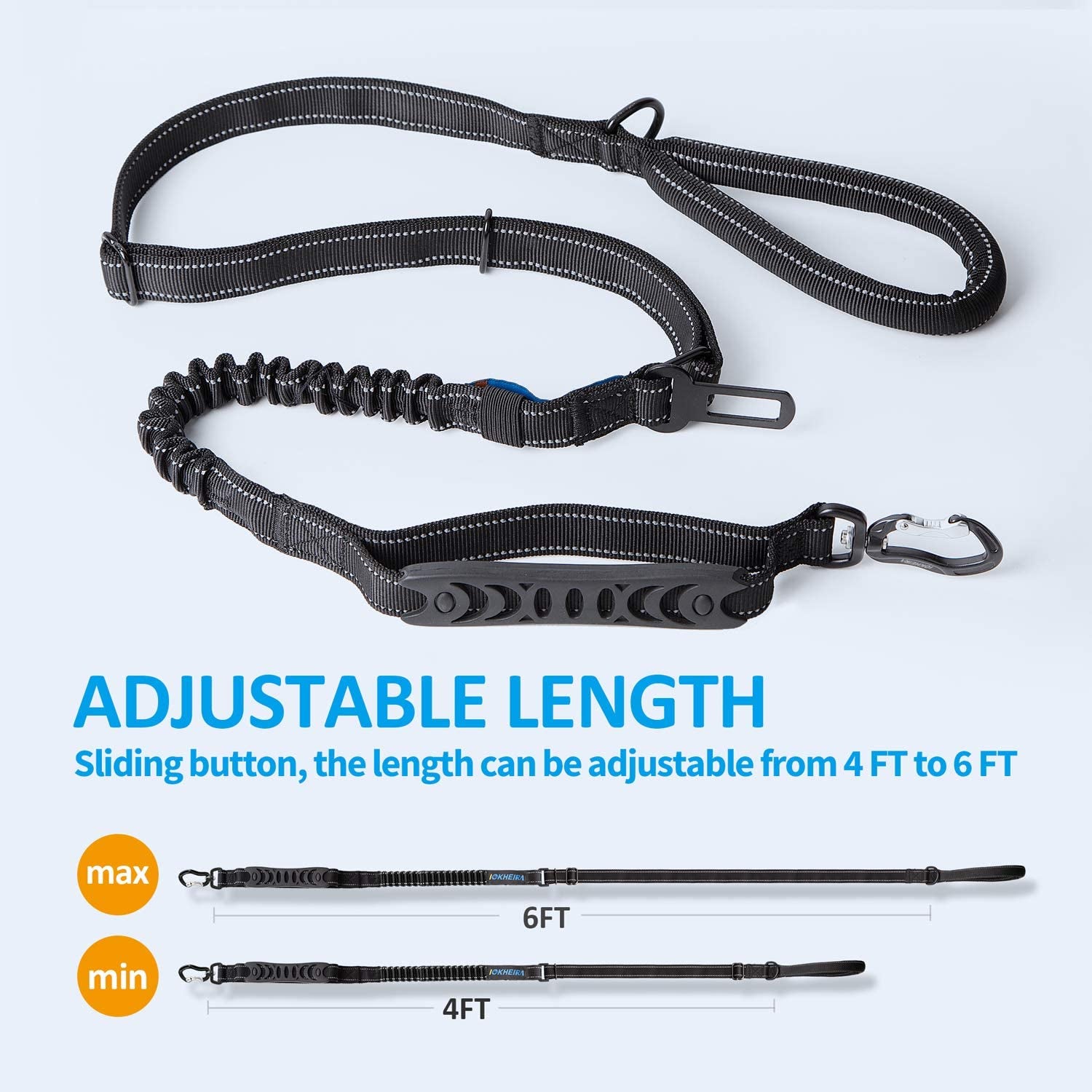 Multifunctional Tactical Dog Leash Heavy Duty,4-6 FT Strong Bungee Leash with Car Seatbelt, Shock Absorbing Dog Lead for Large, Medium Dogs - Best Pet Care Store