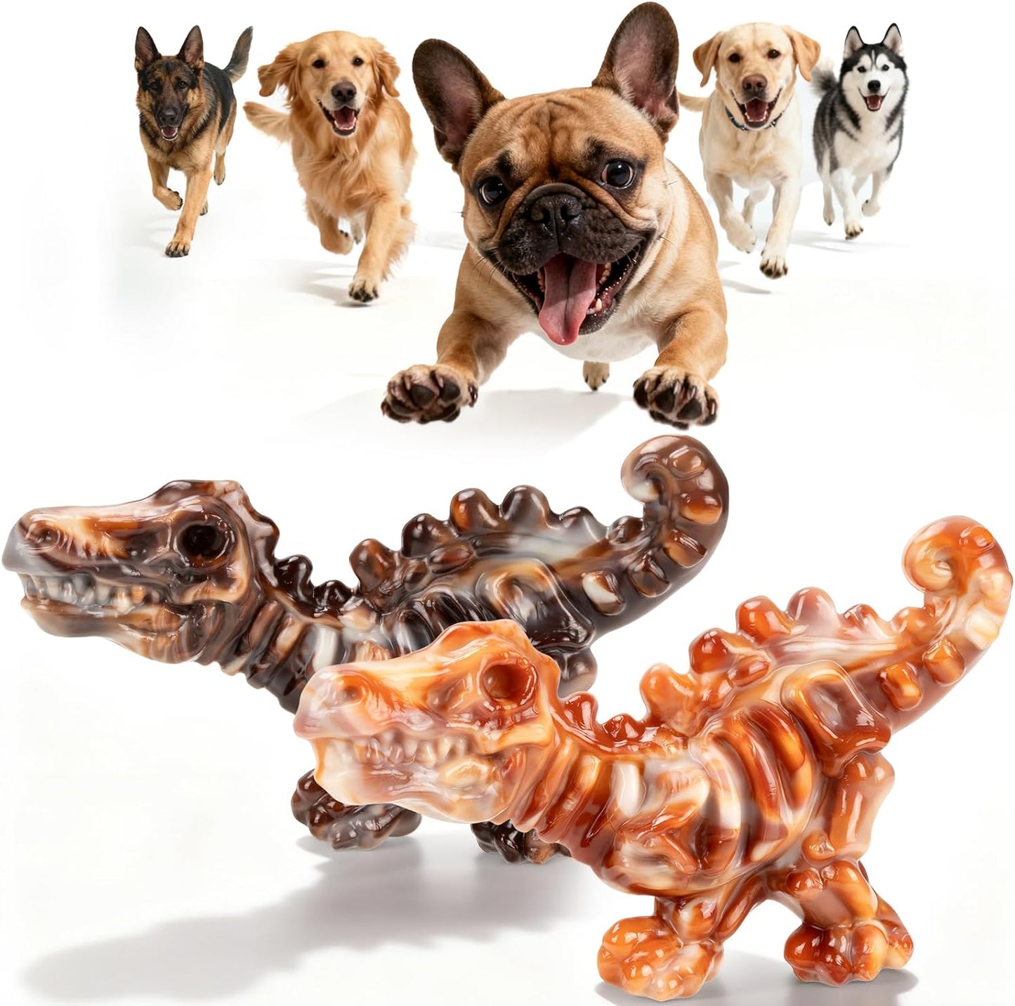 Dinobone 2-Pack Nylon Dog Chew Toys – Tough Bones for Aggressive Chewers, Bacon Flavor - Best Pet Care Store