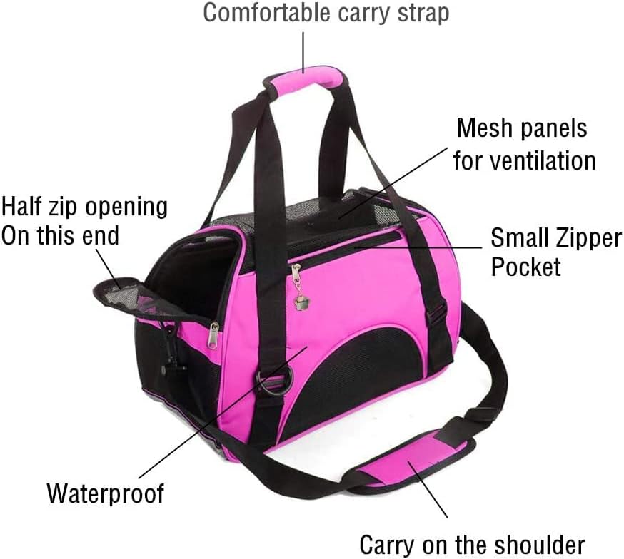 Cat Carrier,Soft-Sided Pet Travel Carrier for Cats,Dogs Puppy Comfort Portable Foldable Pet Bag Airline Approved (Small Rosered) - Best Pet Care Store