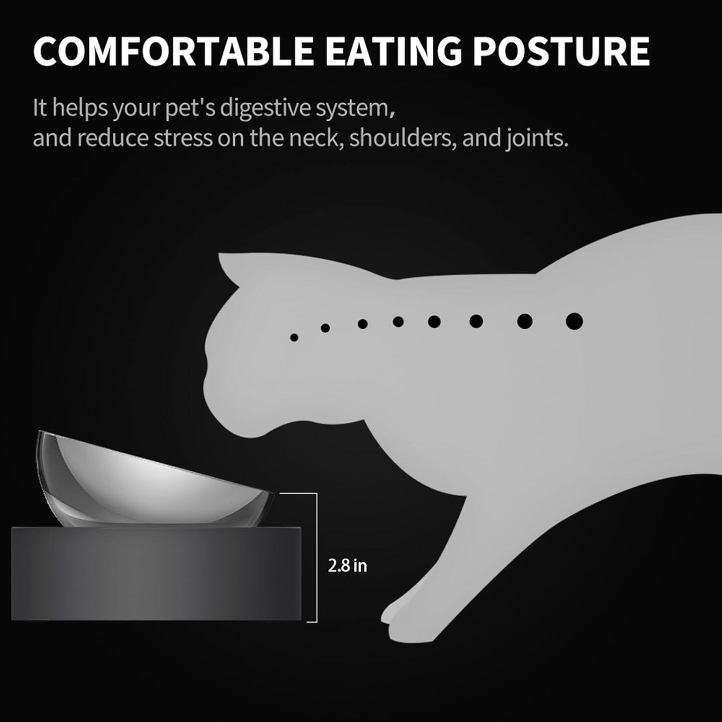 PETKIT 304 Stainless Steel Elevated Cat Bowls&Dog Bowls,Raised Cat Food and Water Bowl Set, Non-Slip, anti Vomiting 15°Tilted Cat Small Animal Plate - Best Pet Care Store