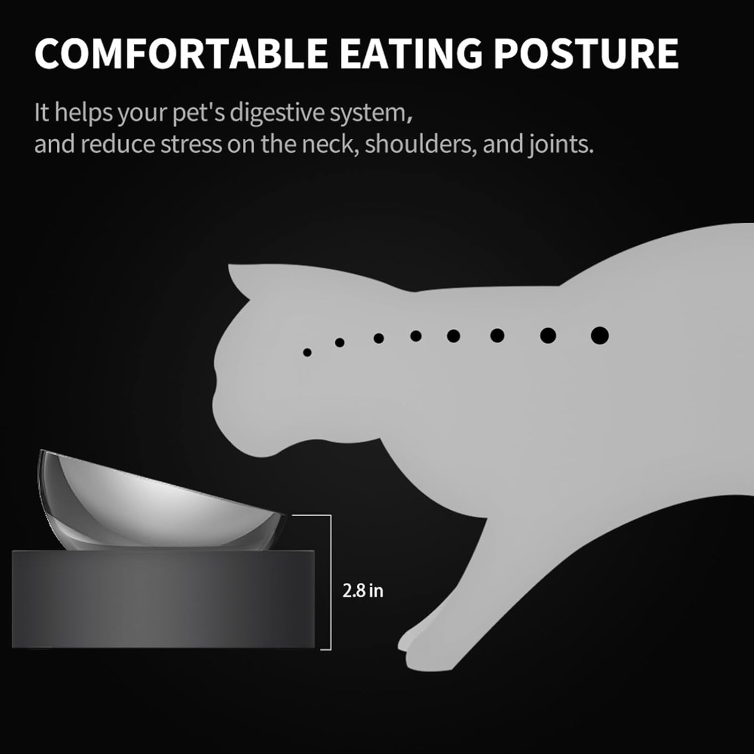 PETKIT 304 Stainless Steel Elevated Cat Bowls&Dog Bowls,Raised Cat Food and Water Bowl Set, Non-Slip, anti Vomiting 15°Tilted Cat Small Animal Plate - Best Pet Care Store