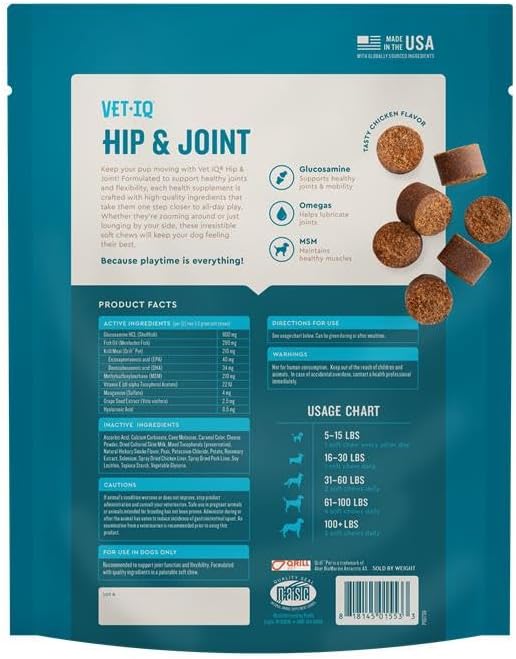 Glucosamine Hip & Joint Supplement for Dogs, 180 Soft Chews, Joint Support Supplement with MSM and Krill, Dog Health Supplies Large & Small Breed, Chicken Flavored Chewables - Best Pet Care Store