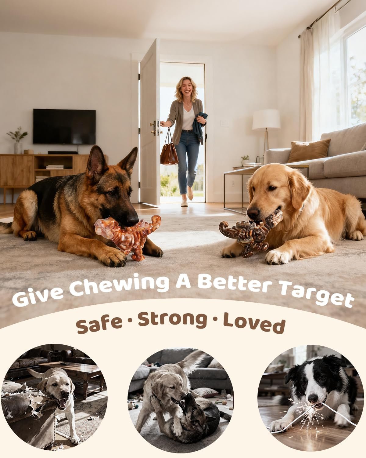 Dinobone 2-Pack Nylon Dog Chew Toys – Tough Bones for Aggressive Chewers, Bacon Flavor - Best Pet Care Store