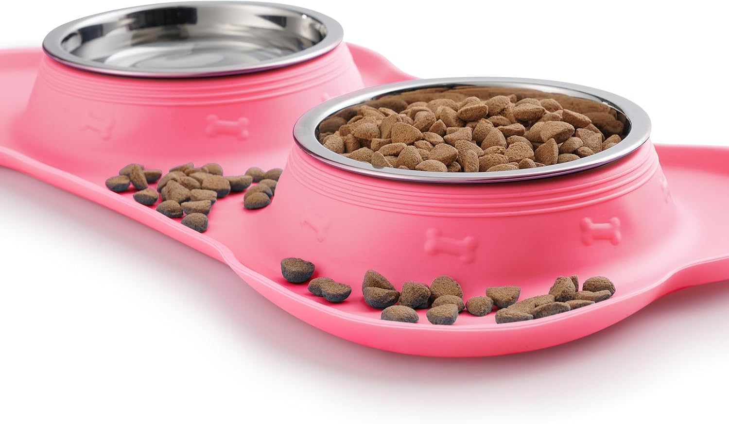 Pet Dog Bowls 2 Stainless Steel Dog Bowl with No Spill Non-Skid Silicone Mat + Pet Food Scoop Water and Food Feeder Bowls for Feeding Small Medium Large Dogs Cats Puppies (S, Pink) - Best Pet Care Store