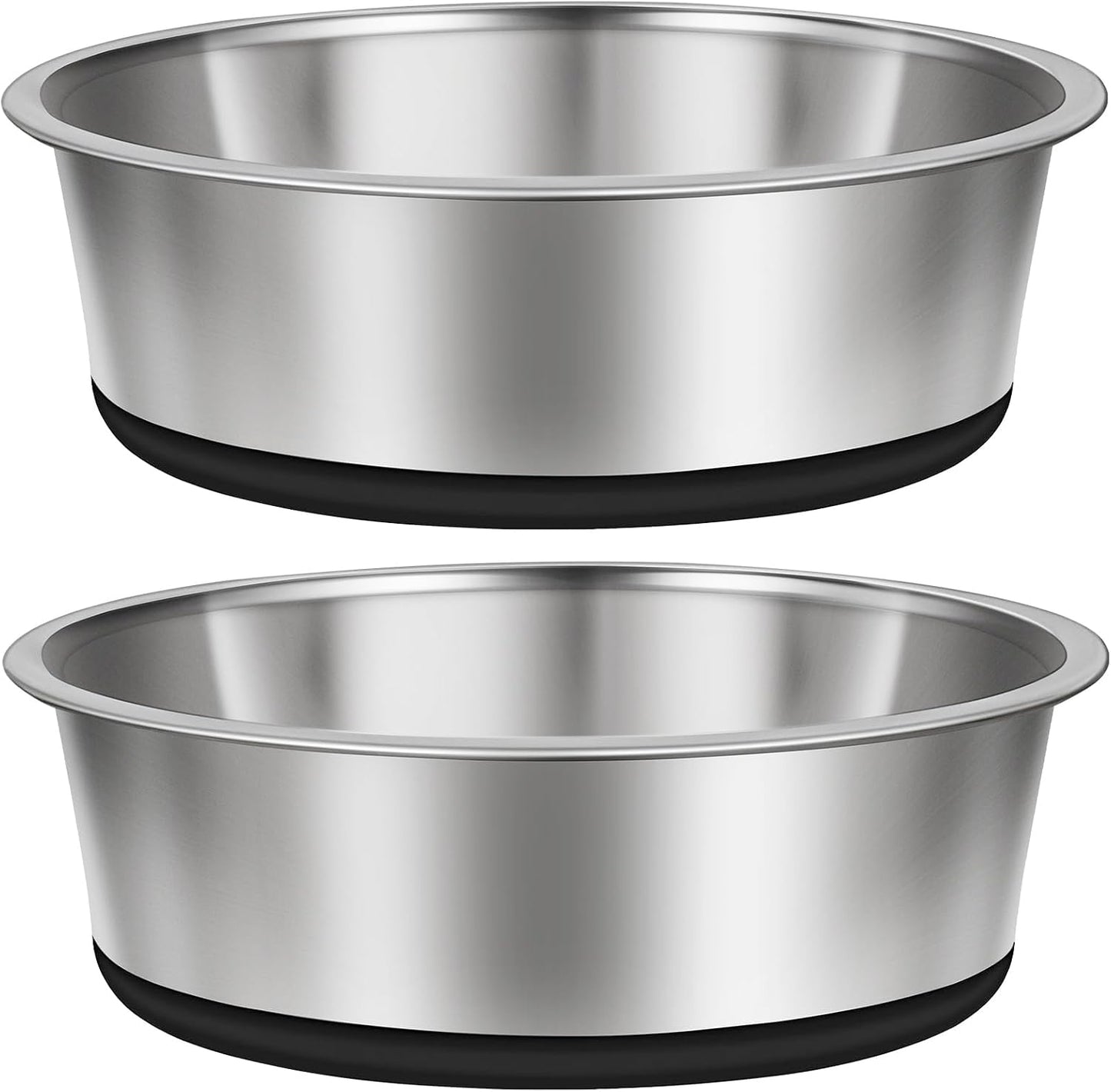 4 Cup Stainless Steel Dog Bowls Set of 2 for Food and Water, Silicone Base Anti-Slip, Rust Resistant, Extra Thick Metal Bowls for Small Dogs, 30Oz, Black - Best Pet Care Store