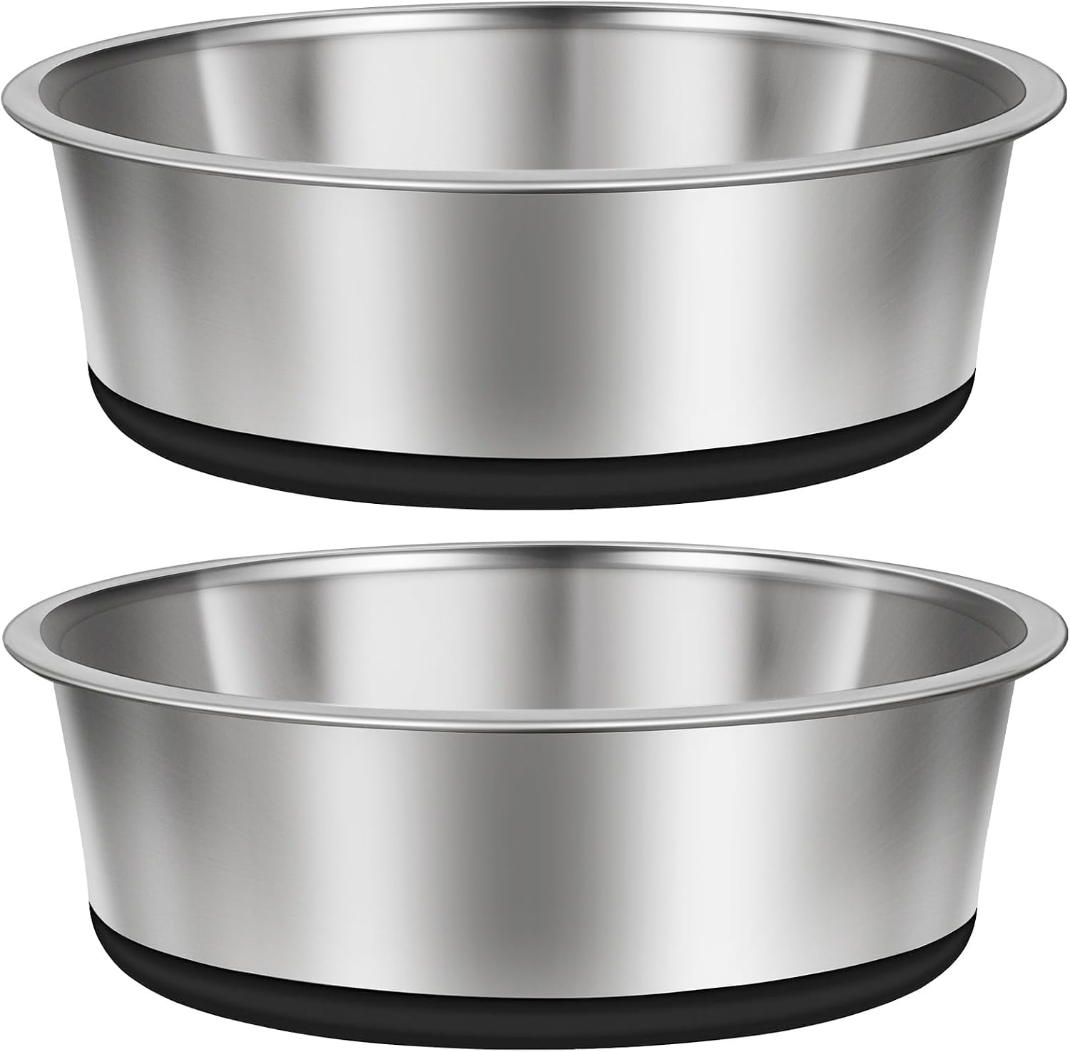 4 Cup Stainless Steel Dog Bowls Set of 2 for Food and Water, Silicone Base Anti-Slip, Rust Resistant, Extra Thick Metal Bowls for Small Dogs, 30Oz, Black - Best Pet Care Store