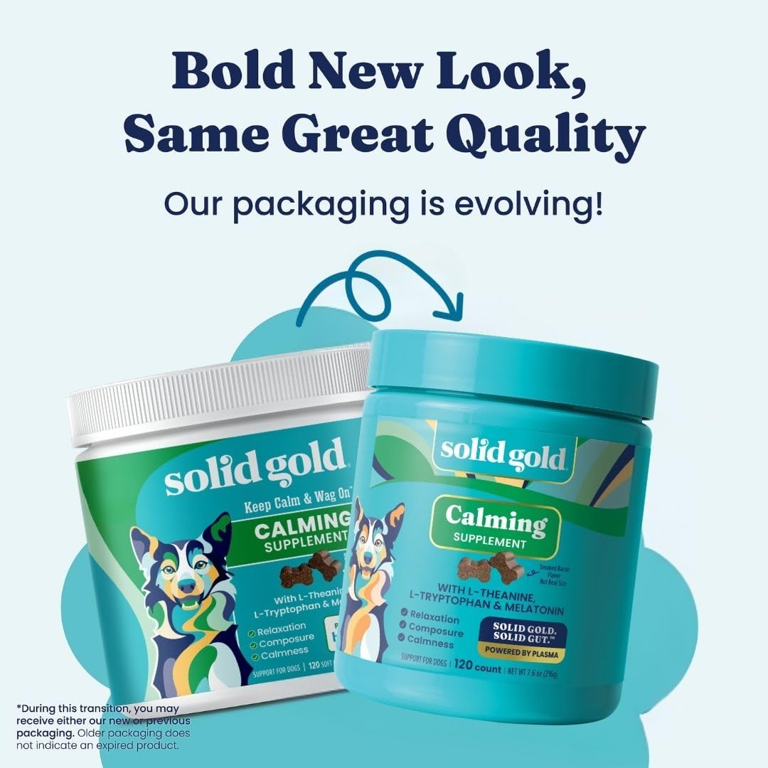 Solid Gold Calming Chews for Dogs - Dog Calming Chews W/Melatonin for Separation, Stress & Hyperactivity Relief - Supports Relaxation for Travel, Fireworks & Storms - All Ages & Sizes - Bacon 120Ct - Best Pet Care Store