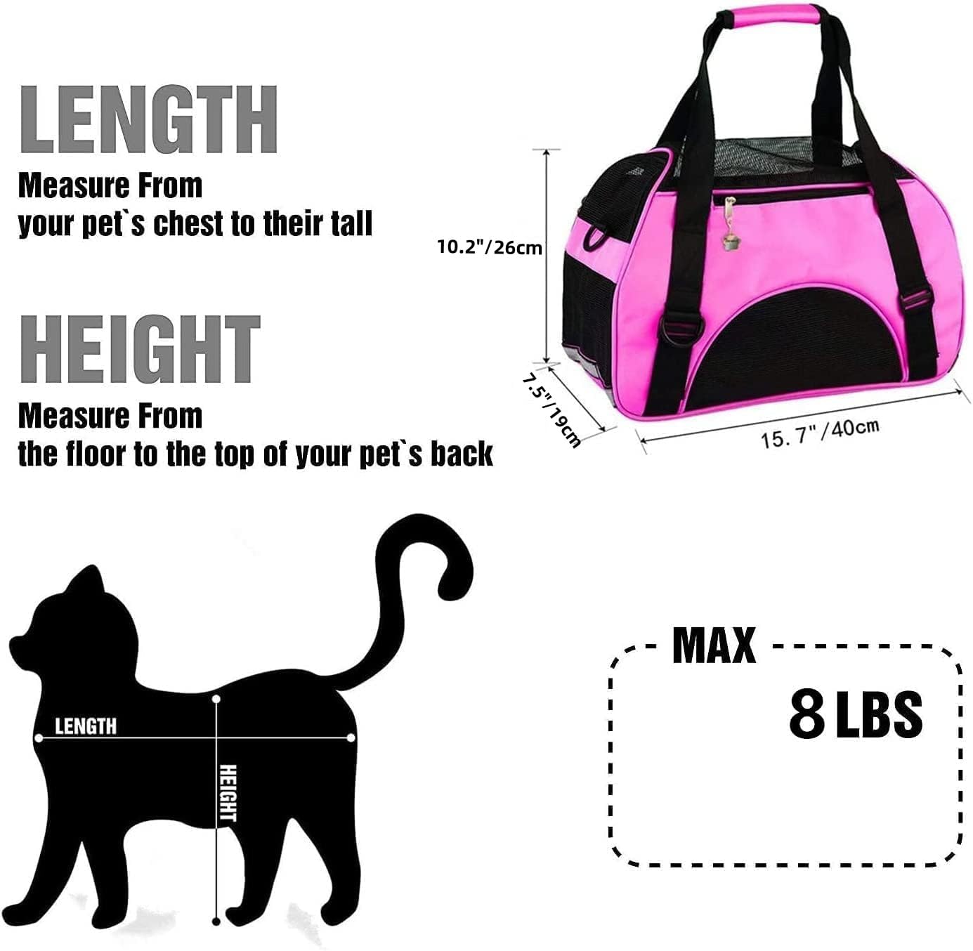 Cat Carrier,Soft-Sided Pet Travel Carrier for Cats,Dogs Puppy Comfort Portable Foldable Pet Bag Airline Approved (Small Rosered) - Best Pet Care Store
