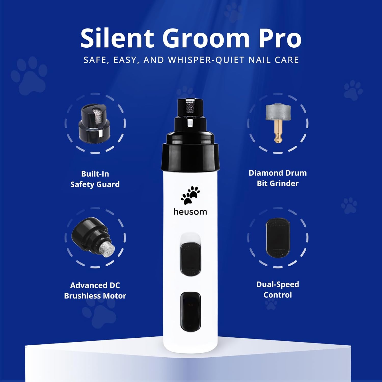Silent Groom Pro Pet Nail Grinder | Whisper Quiet Claw Trimmer for Dogs, Cats and Other Animals | Safe & Stress Free Nail Grooming, Ideal for Sensitive Dogs of All Breeds & Sizes - Best Pet Care Store