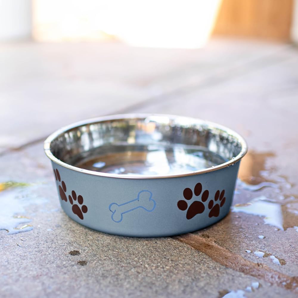 Bella Dog Bowls- Stainless Steel Dog & Cat Bowls - Spill Proof Dog Food Bowl, Cat Bowl, Puppy Essentials & Pet Supplies Great for Home & Travel (Medium 20-35 Lbs, Blueberry) - Best Pet Care Store