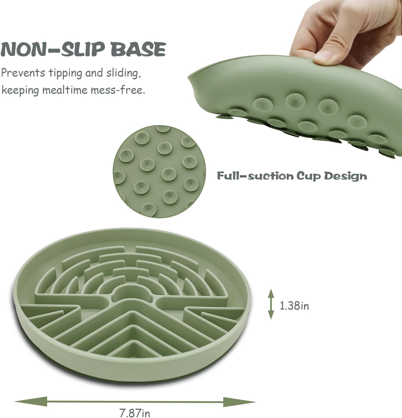 Slow Feeder Dog Bowl for Large & Small Pets, anti Choking Puzzle Dog Food Bowl with Non-Slip Base, Interactive Pet Slow Eating, Silicone Cat Feeder for Puppies & Cats(Grey Green) - Best Pet Care Store