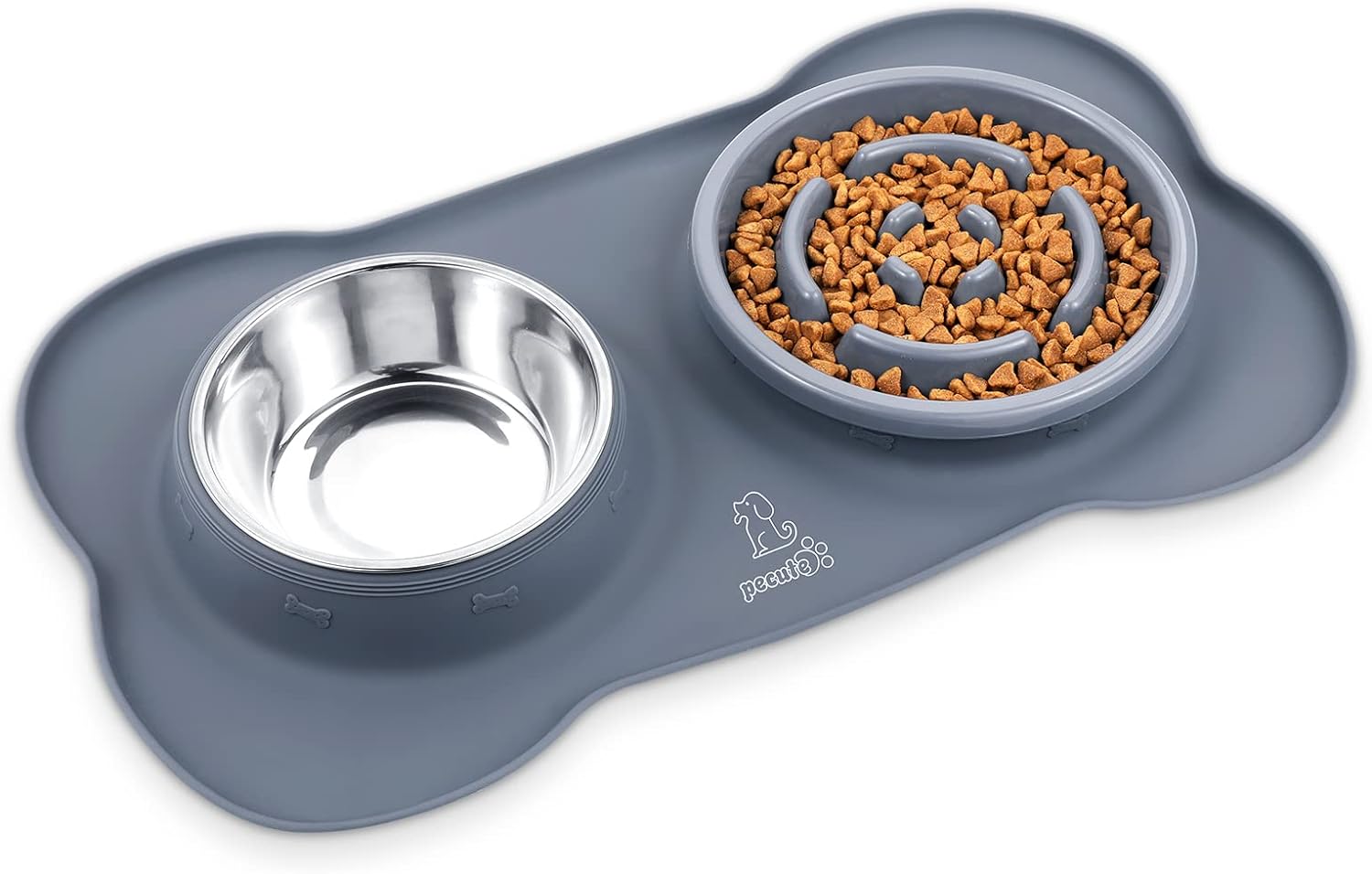 Slow Feeder Dog Bowls to Slow down Eating, Dog Bowl Slow Feeder with No-Spill Non-Skid Silicone Mat, Food-Grade Safe Dog Food Bowls Slow Feeder, Stainless Steel Dog Water Bowl for Dogs Cats - Best Pet Care Store