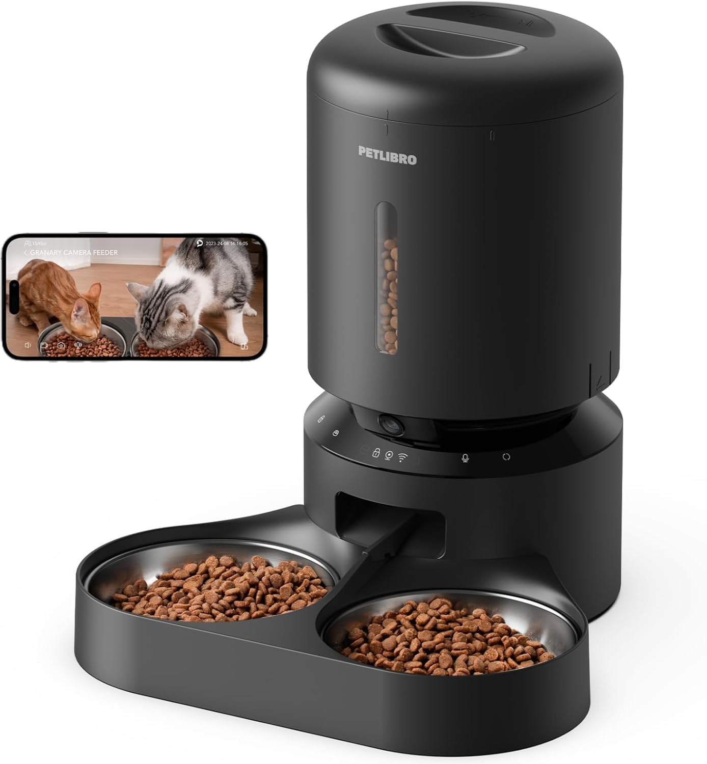 PETLIBRO Automatic Cat Feeder with Camera for Two Cats, 1080P HD Video with Night Vision, 5G Wifi Pet Feeder with 2-Way Audio for Cat & Dog, Low Food & Motion & Sound Alerts, Dual Tray, Black 5L - Best Pet Care Store