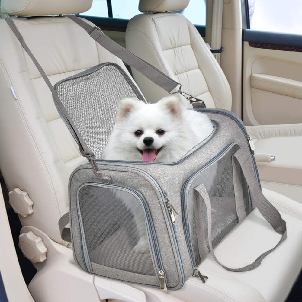 Cat Carriers Dog Carrier Pet Carrier for Small / Medium Cats Dogs Puppies (Up to 15Lbs), TSA Airline Approved Small Dog Carrier Soft Sided, Collapsible Waterproof Travel Puppy Carrier - Grey - Best Pet Care Store