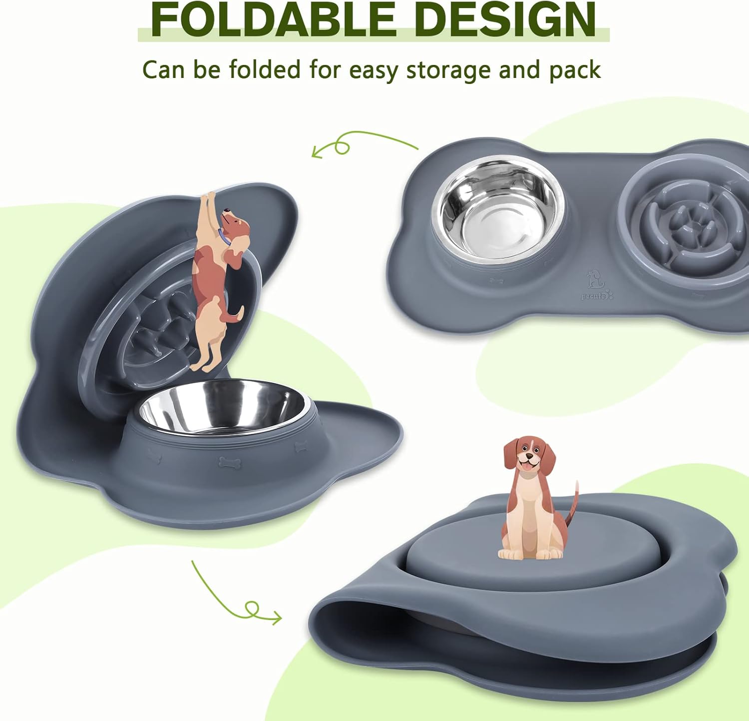 Slow Feeder Dog Bowls to Slow down Eating, Dog Bowl Slow Feeder with No-Spill Non-Skid Silicone Mat, Food-Grade Safe Dog Food Bowls Slow Feeder, Stainless Steel Dog Water Bowl for Dogs Cats - Best Pet Care Store