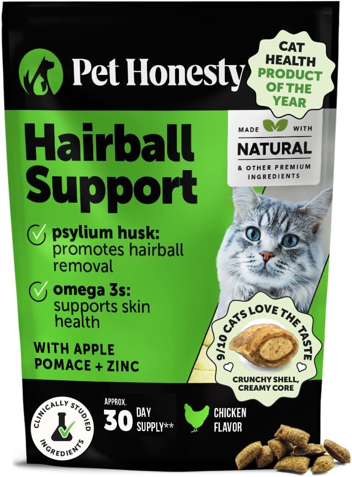 Cat Hairball Remedy Treats - Dual Texture Crunchy Creamy Hairball Treatment for Cats, Furball Relief Control Supplement with Fiber, Fish Oil for Indoor Cats Skin Coat Digestion (30-Day Supply) - Best Pet Care Store