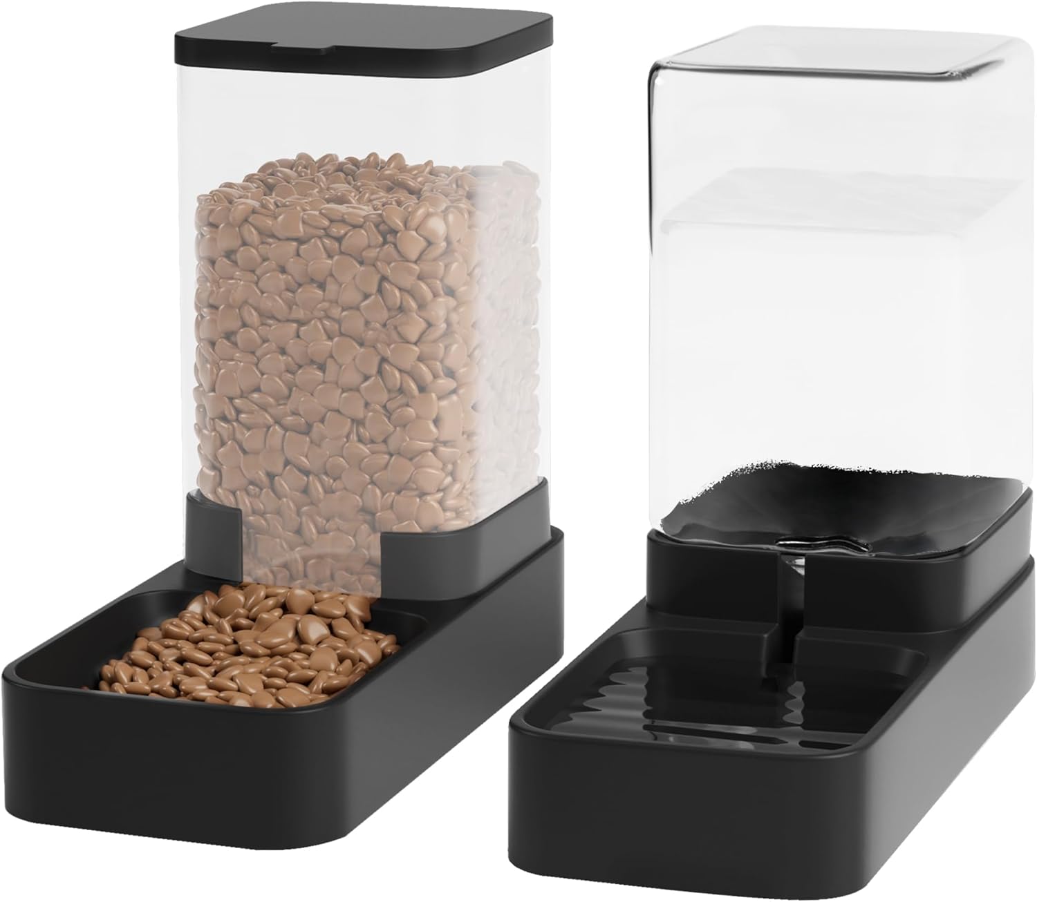 Automatic Cat Feeder & Water Dispenser Set – Gravity Pet Food & Water Bowl, 3.3L, Black - Best Pet Care Store