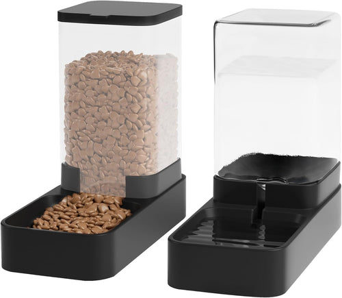 Automatic Cat Feeder & Water Dispenser Set – Gravity Pet Food & Water Bowl, 3.3L, Black - Best Pet Care Store