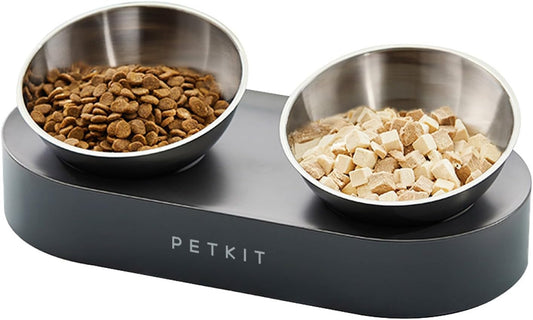 PETKIT 304 Stainless Steel Elevated Cat Bowls&Dog Bowls,Raised Cat Food and Water Bowl Set, Non-Slip, anti Vomiting 15°Tilted Cat Small Animal Plate - Best Pet Care Store