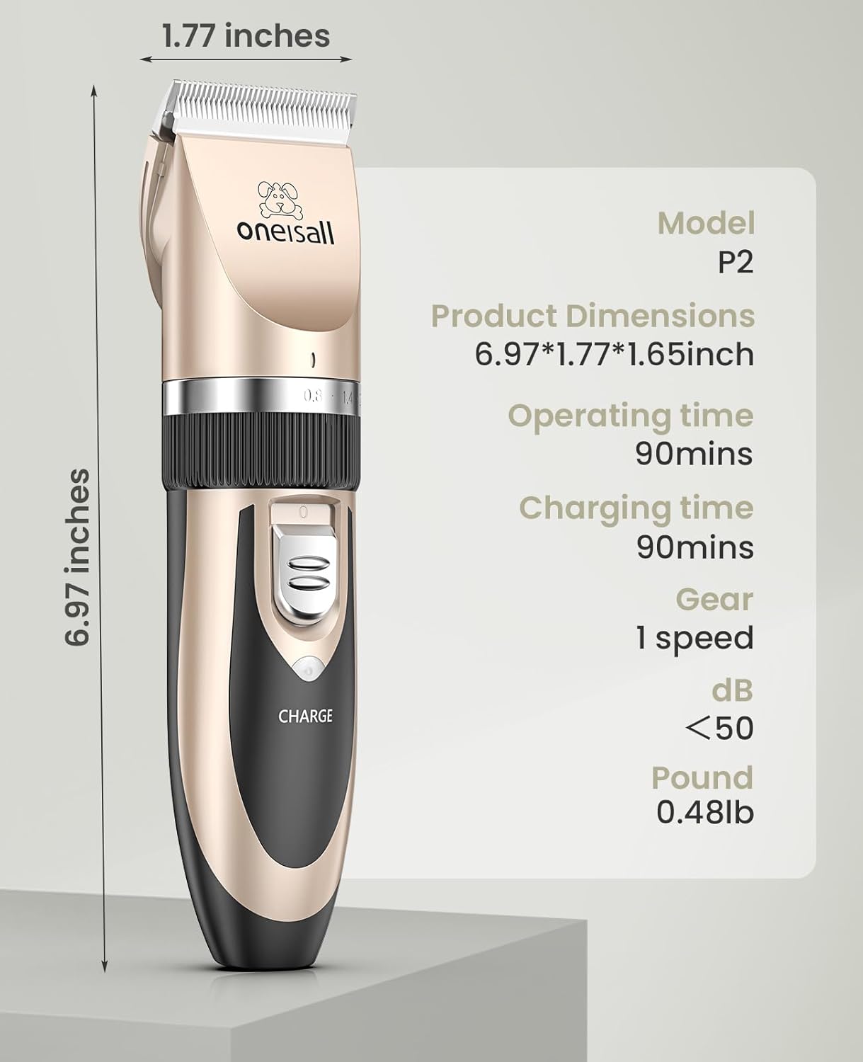 Cordless Dog Clippers & Grooming Kit – Low Noise, Rechargeable (Gold) - Best Pet Care Store