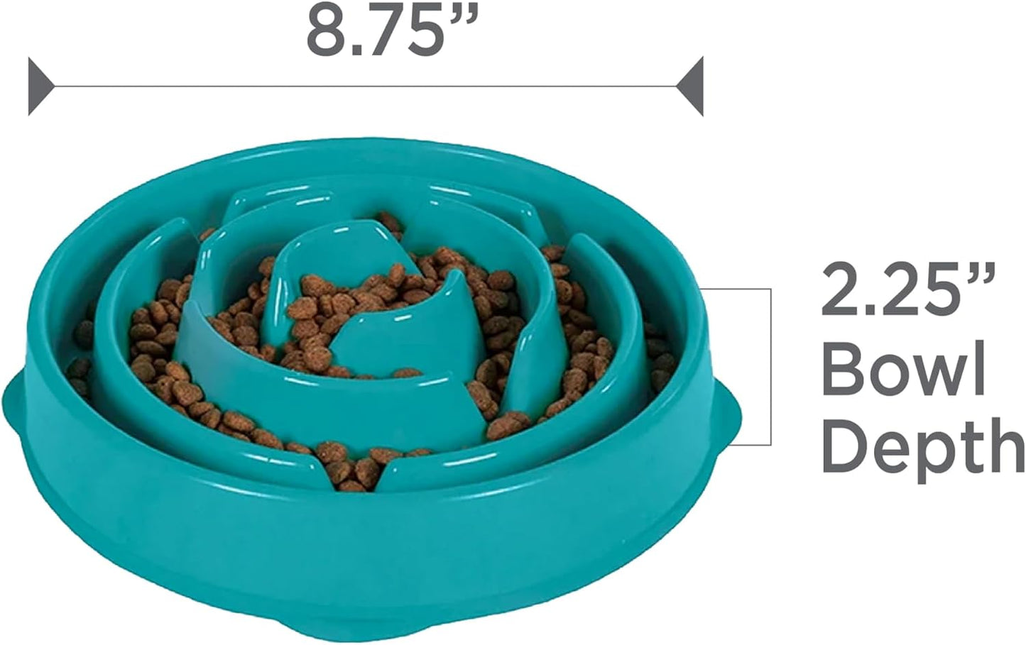 Fun Feeder Slo Bowl – Medium 2‑Cup Capacity, Slow Feeding, Small to Medium Dogs & Cats, Non-Slip, Turquoise, Drop Pattern - Best Pet Care Store