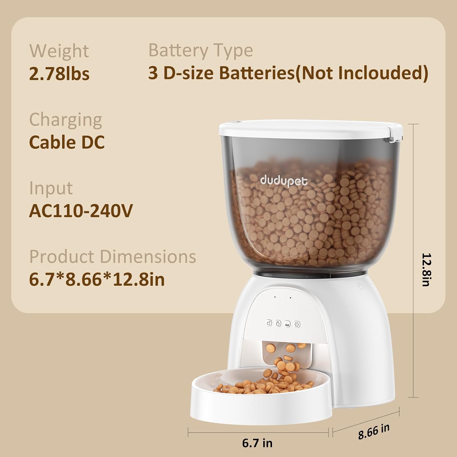 Automatic Cat Feeder with Wifi, Timed Cat Dry Food Dispenser for Cats Dog | 5L Capacity, 5G&2.4Ghz App Remote Control, Dual Power Supply,10 Meals 1-15 Portion Programmable, Cat Feeder for Multiple Pets - Best Pet Care Store