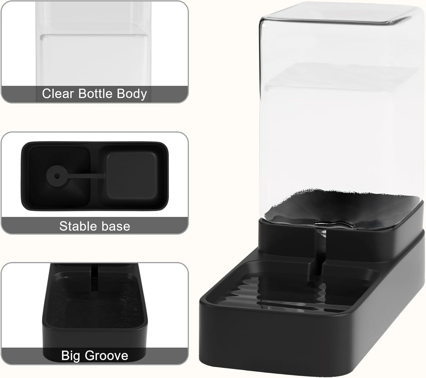 Automatic Cat Feeder & Water Dispenser Set – Gravity Pet Food & Water Bowl, 3.3L, Black - Best Pet Care Store