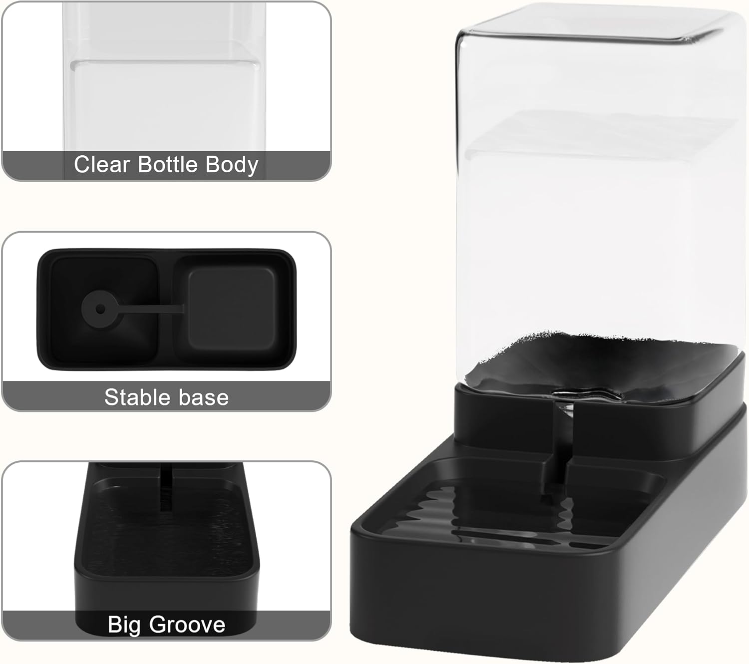 Automatic Cat Feeder & Water Dispenser Set – Gravity Pet Food & Water Bowl, 3.3L, Black - Best Pet Care Store