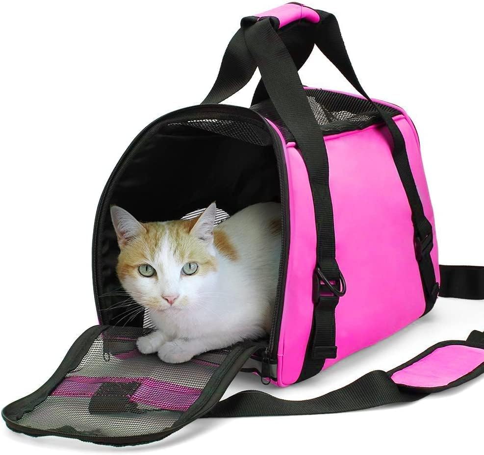Cat Carrier,Soft-Sided Pet Travel Carrier for Cats,Dogs Puppy Comfort Portable Foldable Pet Bag Airline Approved (Small Rosered) - Best Pet Care Store