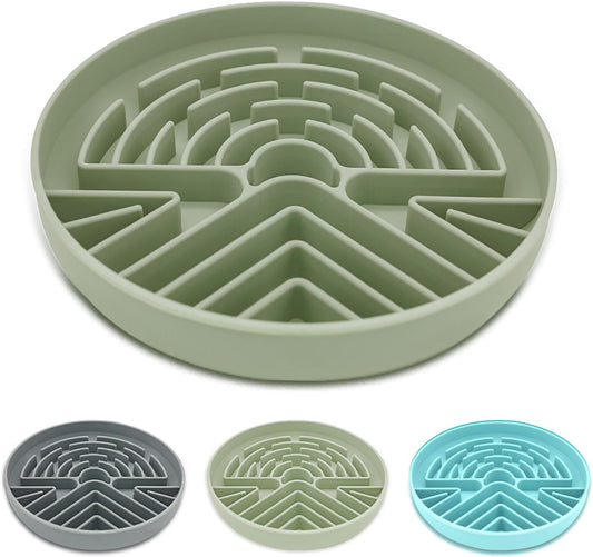 Slow Feeder Dog Bowl for Large & Small Pets, anti Choking Puzzle Dog Food Bowl with Non-Slip Base, Interactive Pet Slow Eating, Silicone Cat Feeder for Puppies & Cats(Grey Green) - Best Pet Care Store