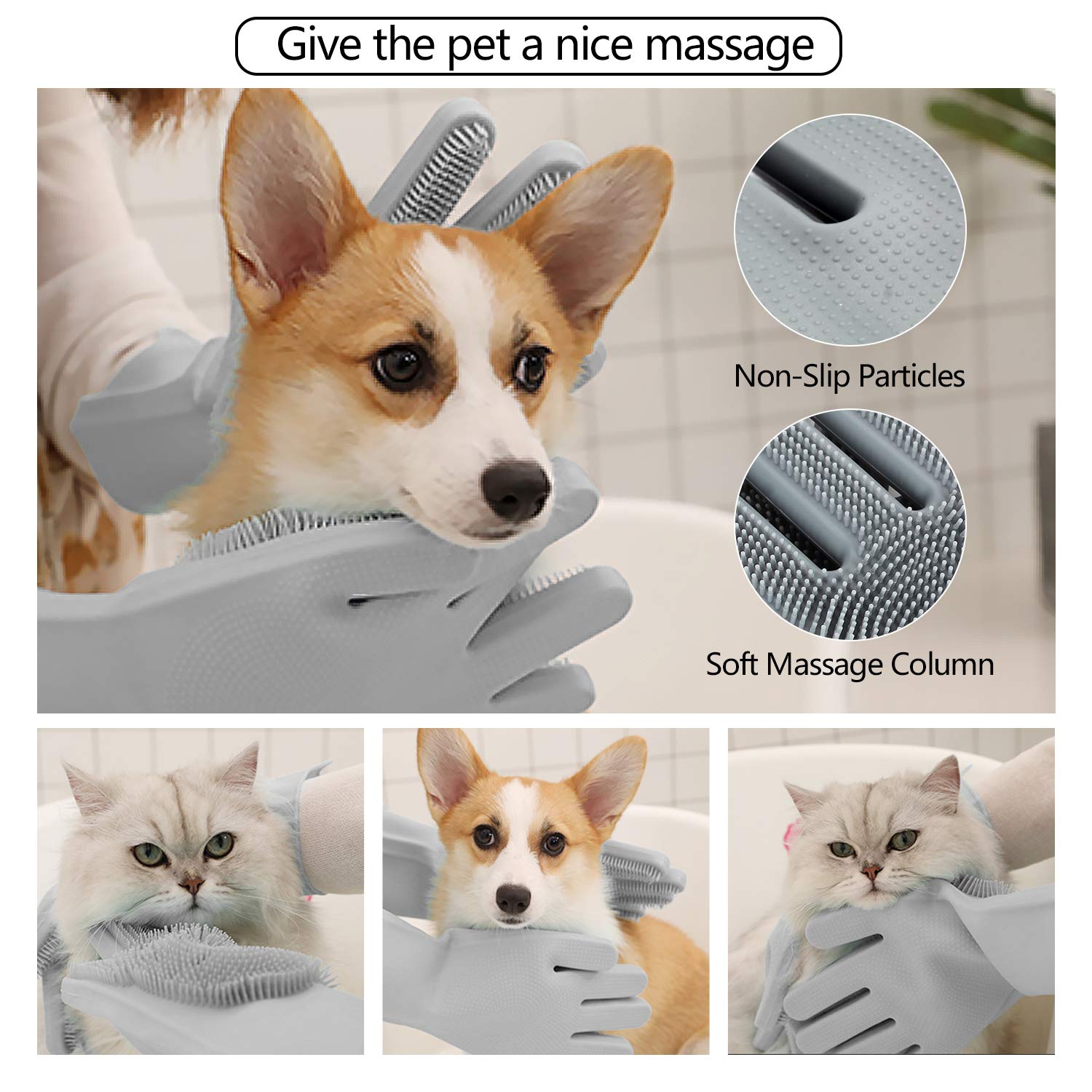 Pet Grooming Deshedding Gloves – 5-Finger Massage Mitt for Dogs, Cats, Rabbits & Horses - Best Pet Care Store