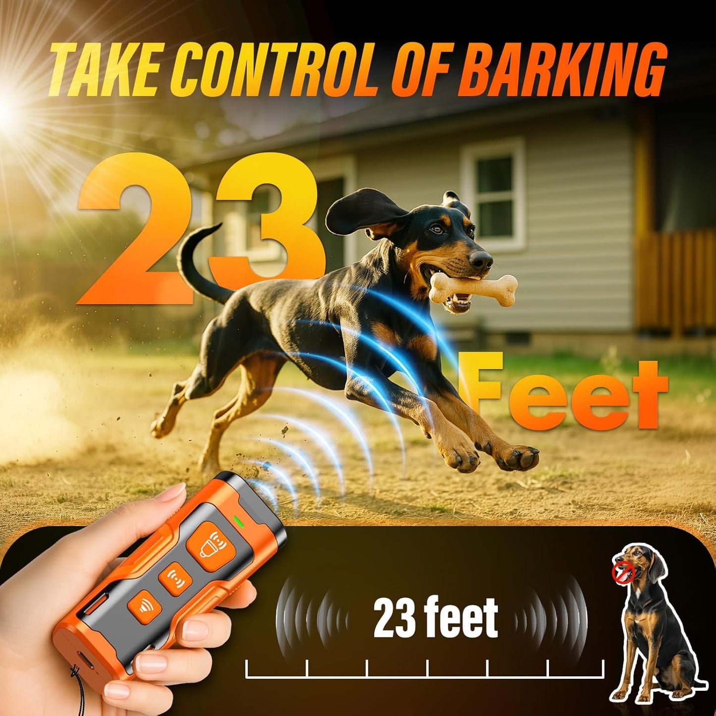 Ultrasonic Dog Bark Deterrent Device – 6 Training Modes, 23Ft Range, Indoor & Outdoor - Best Pet Care Store