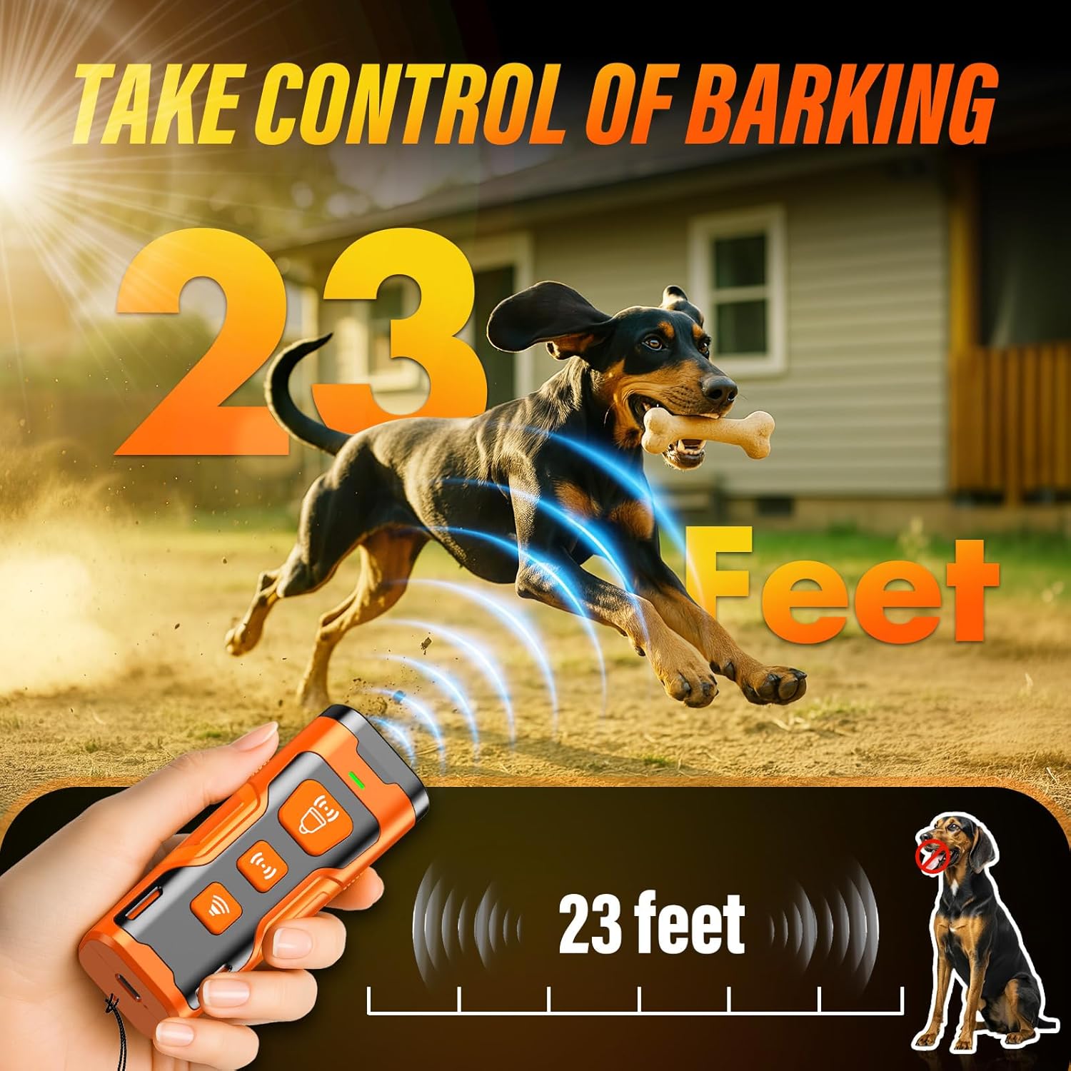 Ultrasonic Dog Bark Deterrent Device – 6 Training Modes, 23Ft Range, Indoor & Outdoor - Best Pet Care Store