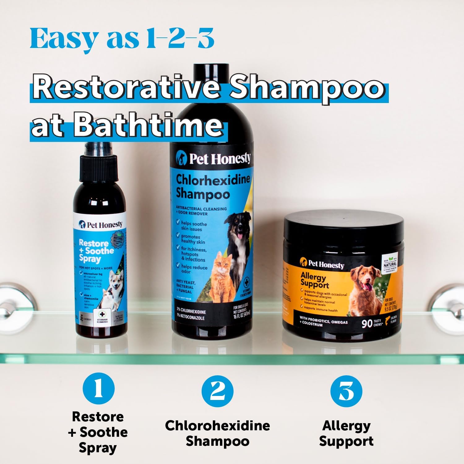 Chlorhexidine Cat & Dog Seasonal Itch Relief Shampoo, for Allergies, Itching, Skin and Coat Supplement, Helps Shedding, Hot Spots, Deodorizing Dog Shampoo & Grooming Supplies,16Oz - Best Pet Care Store