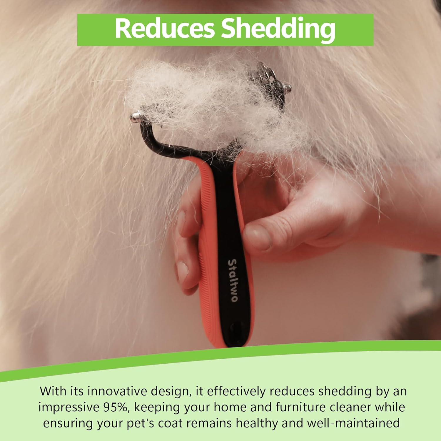 Deshedding Dog Brush for Shedding - 2-In-1 Professional Undercoat Rake and Pet Grooming for Dogs and Cats | Shedding Control for Long-Haired Dogs and Cats, Deshedding Tool, Knot Removal,Orange - Best Pet Care Store