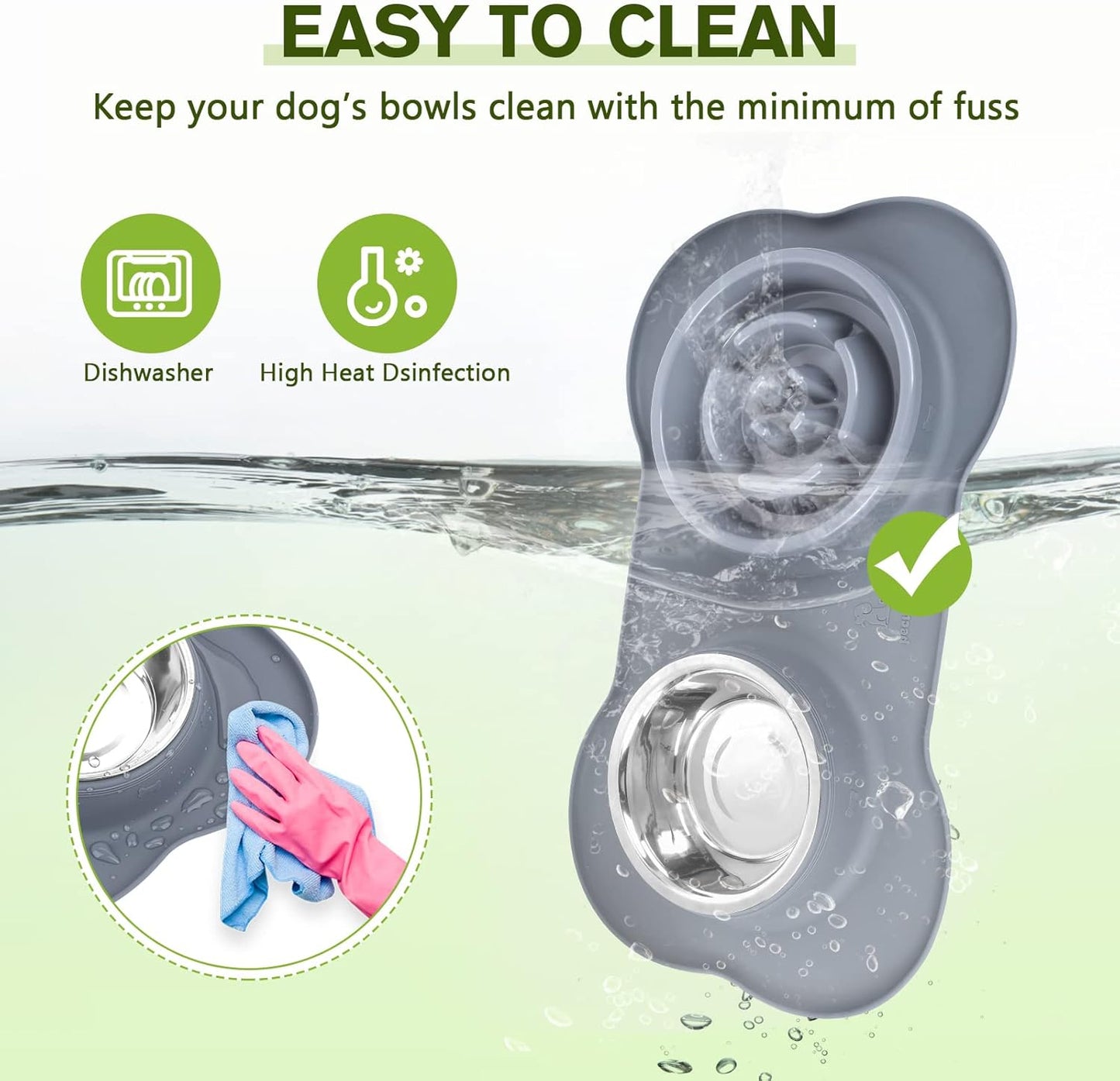 Slow Feeder Dog Bowls to Slow down Eating, Dog Bowl Slow Feeder with No-Spill Non-Skid Silicone Mat, Food-Grade Safe Dog Food Bowls Slow Feeder, Stainless Steel Dog Water Bowl for Dogs Cats - Best Pet Care Store