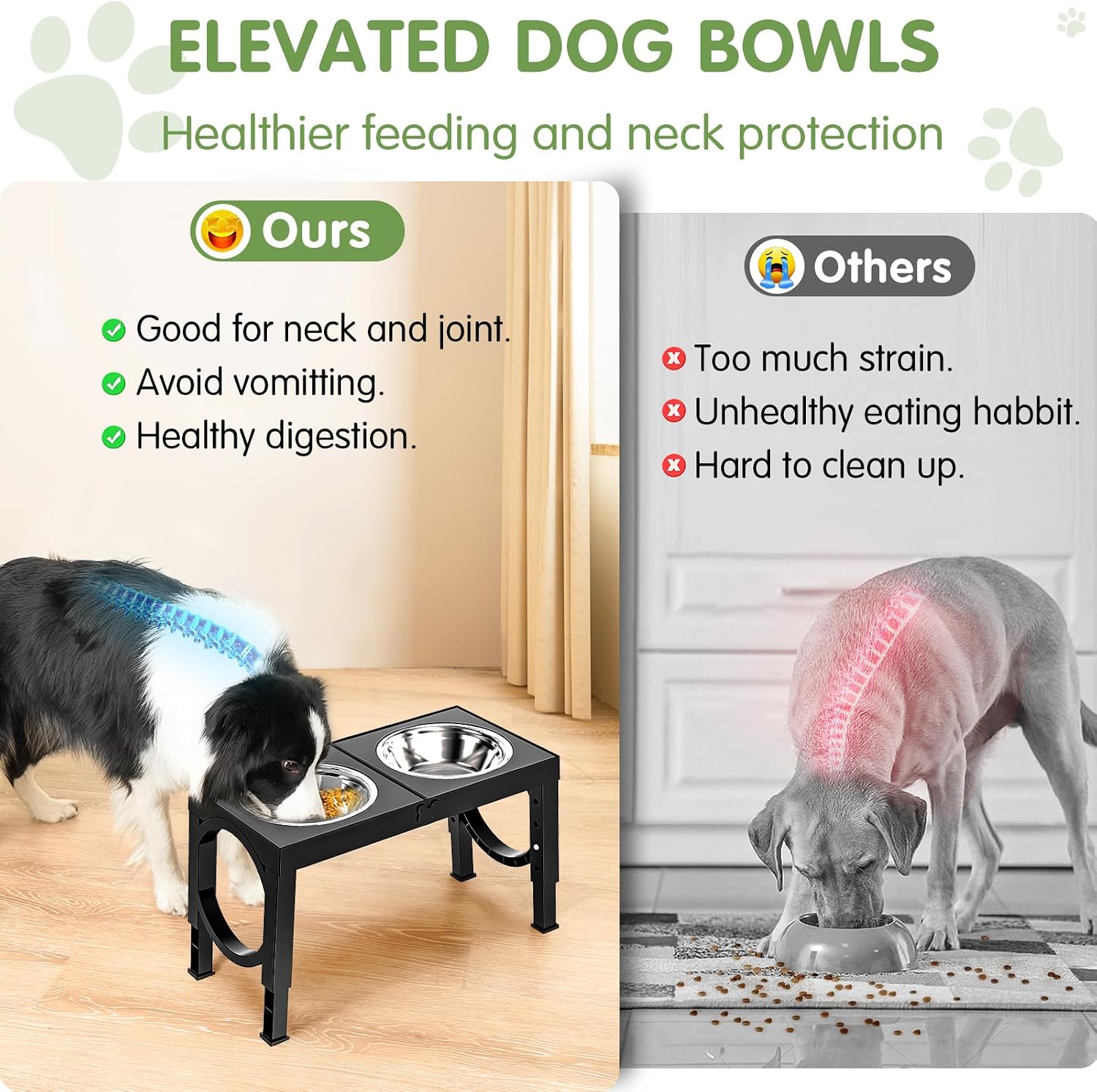 Elevated Dog Bowls Large Breed Raised Dogs Bowl Stand Large/Medium Sized Dog Stainless Steel Food Water Bowl Stands 5 Heights Adjustable 9/11/12/14In Black Pet Feeder Dish Station - Best Pet Care Store