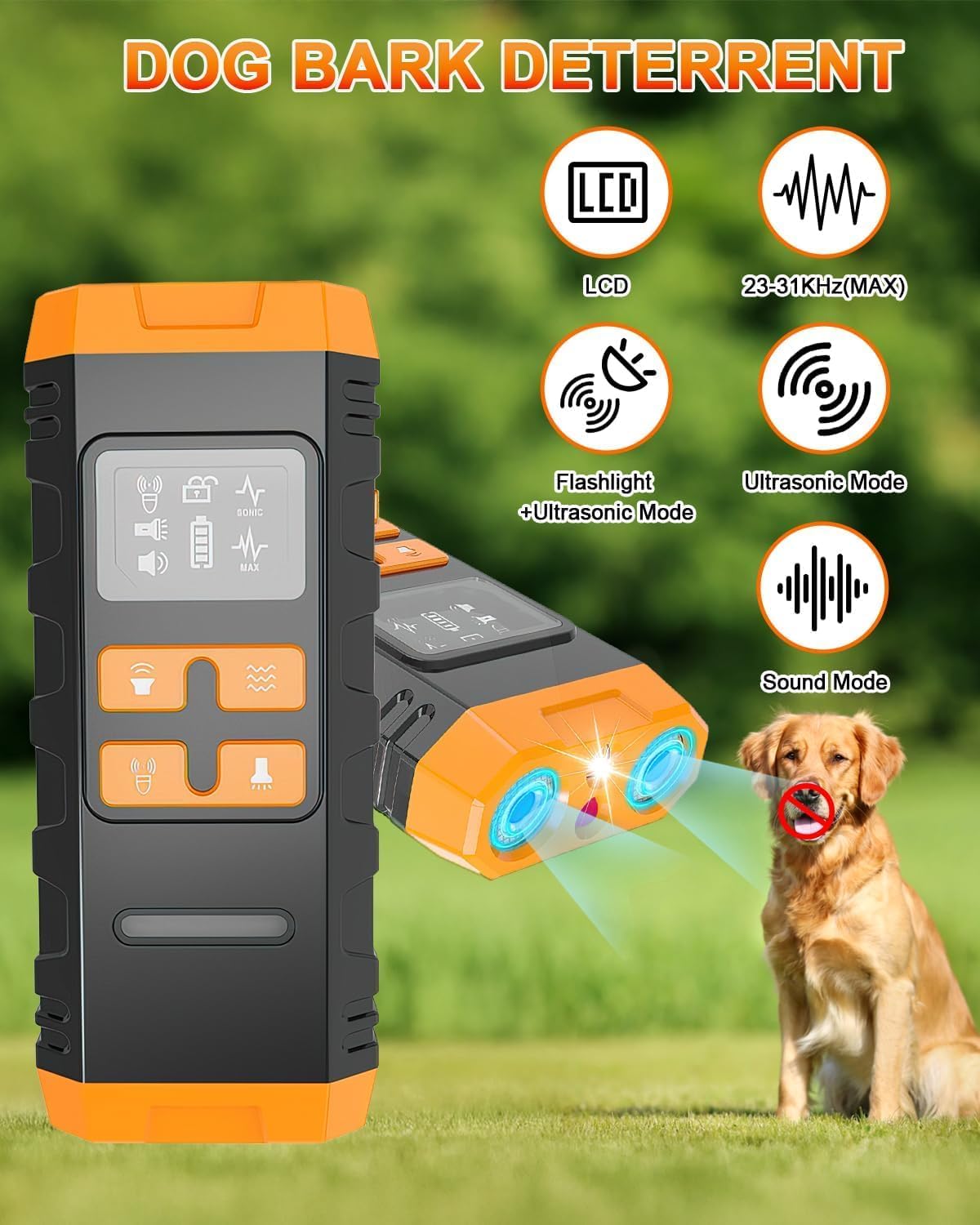 2026 Upgraded Ultrasonic Anti-Bark Device – 4 Modes, LED Light, LCD Screen, Indoor & Outdoor - Best Pet Care Store