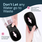 Dog Water Bottle Dispenser - 12 Oz Black, Leak-Proof | 12Oz Leak-Proof Bottle - One-Hand Use - Built-In Bowl - Use for Dog Walks, Travel, Hiking & Beach Days