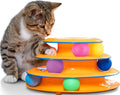 Tower of Tracks Interactive Cat Toy, 6 Spinning Balls, 10" X 5.3" | 3 Tiers of Tracks, Natural Hunting Instincts, Bat, Swat, Chase, Interactive Enrichment, Non-Slip Base, Indoor Cats & Kittens