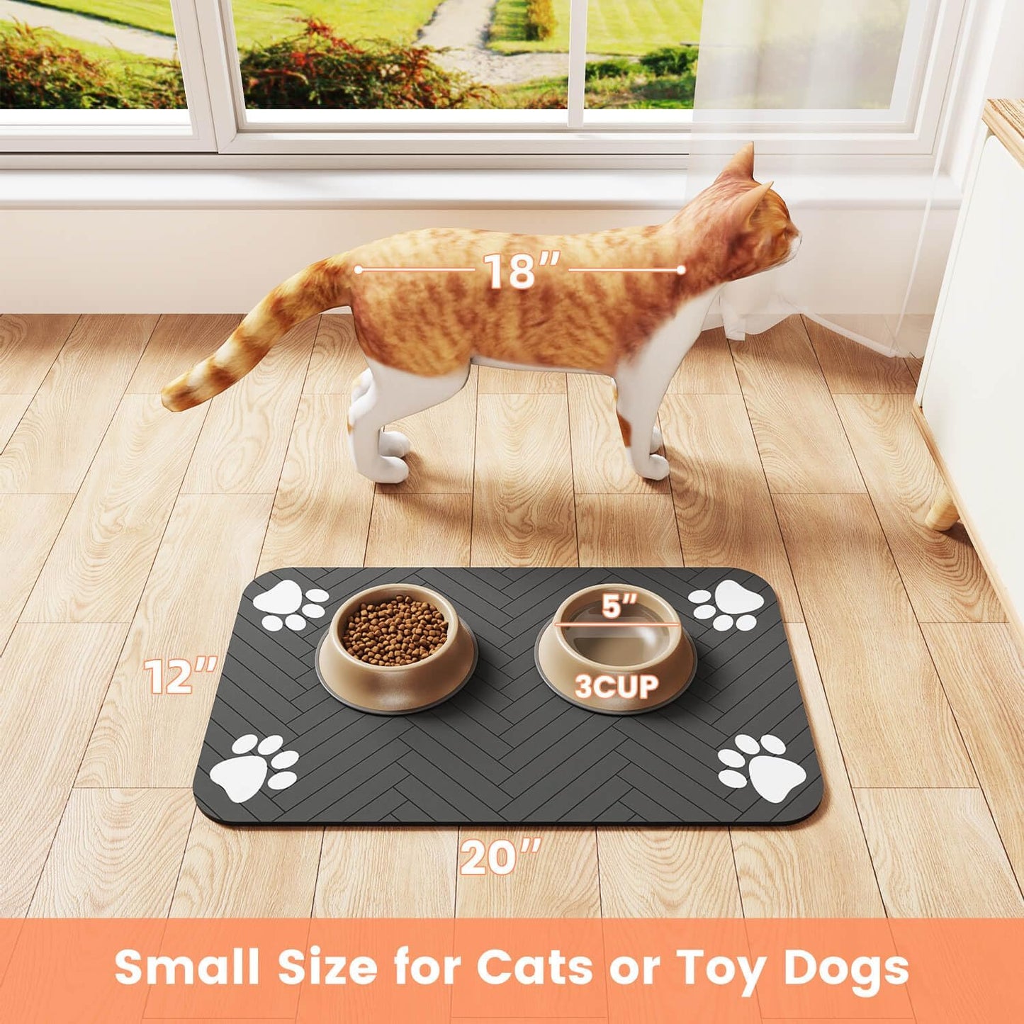 Absorbent Pet Feeding Mat – Waterproof Non-Slip Placemat for Dog & Cat Food Bowls, 20"x12" - Best Pet Care Store
