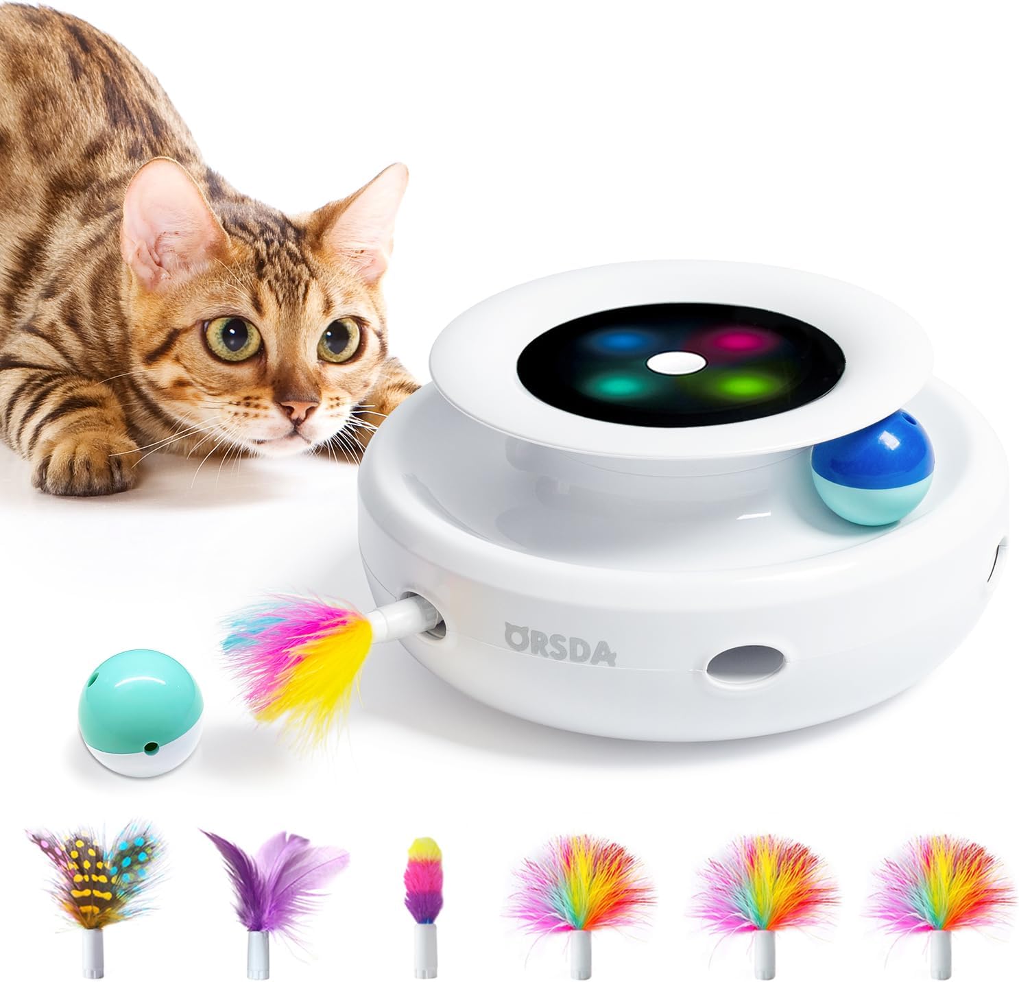 2-in-1 Interactive Electronic Cat Toy with Ball & Ambush Feather - Best Pet Care Store