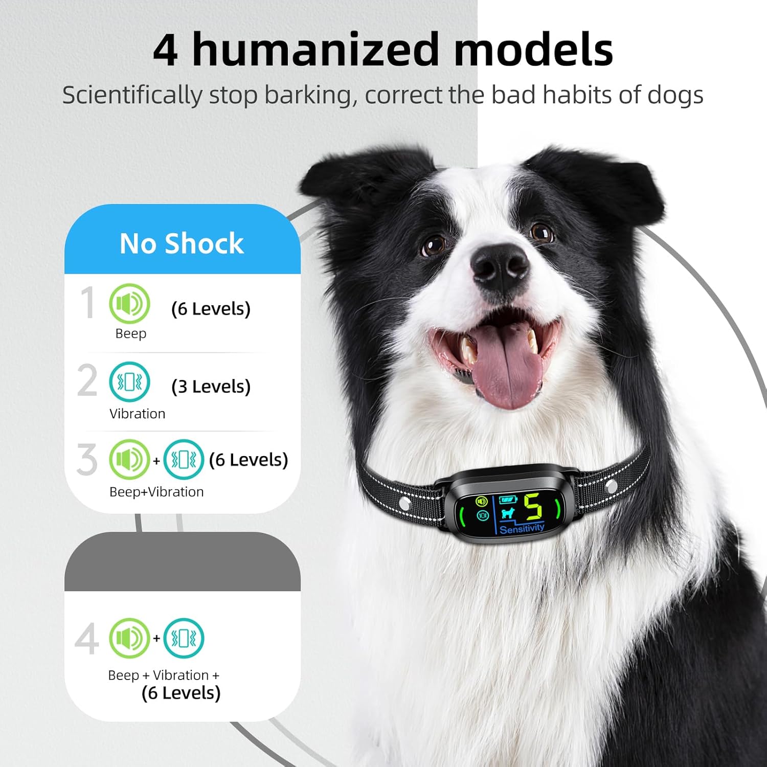 Rechargeable Smart Dog Bark Collar – Beep & Vibration, 5 Sensitivity Levels, All Sizes - Best Pet Care Store