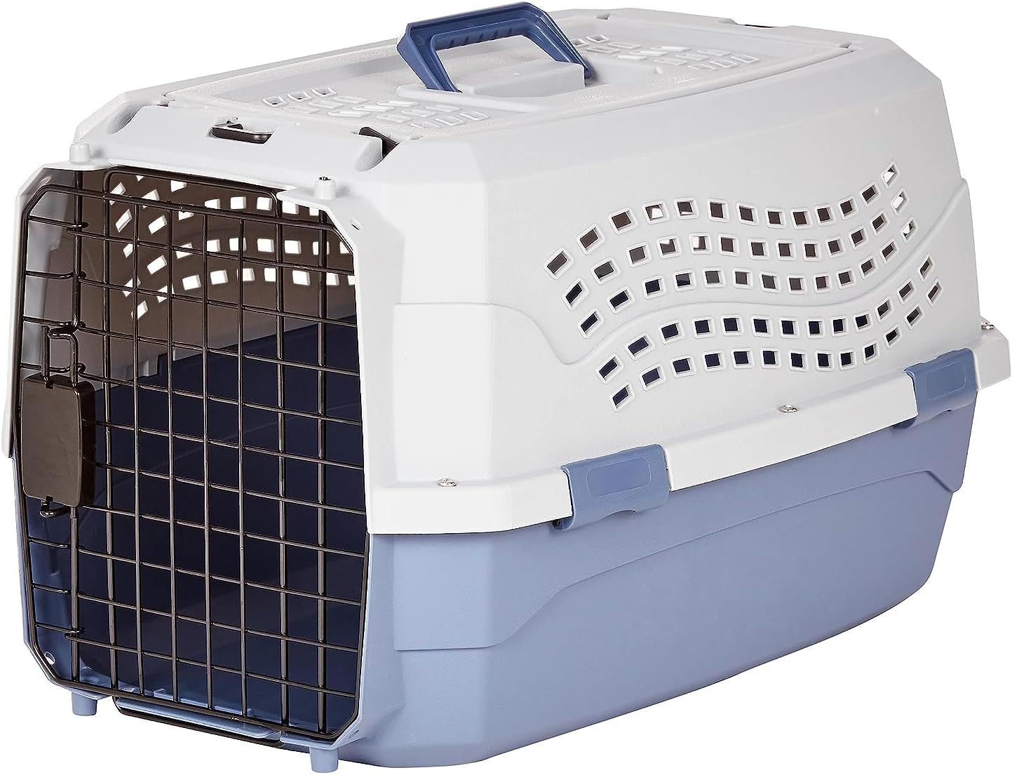 Sturdy Portable 2-Door Top-Load Hard-Sided Pet Travel Carrier with Secure Ventilation, Handle, Front & Top Entry for Dogs, Cats, 22.8"L X 15"W X 13"H, Gray & Blue - Best Pet Care Store