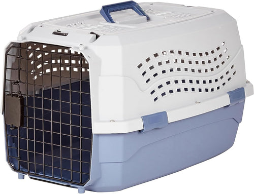 Sturdy Portable 2-Door Top-Load Hard-Sided Pet Travel Carrier with Secure Ventilation, Handle, Front & Top Entry for Dogs, Cats, 22.8"L X 15"W X 13"H, Gray & Blue - Best Pet Care Store