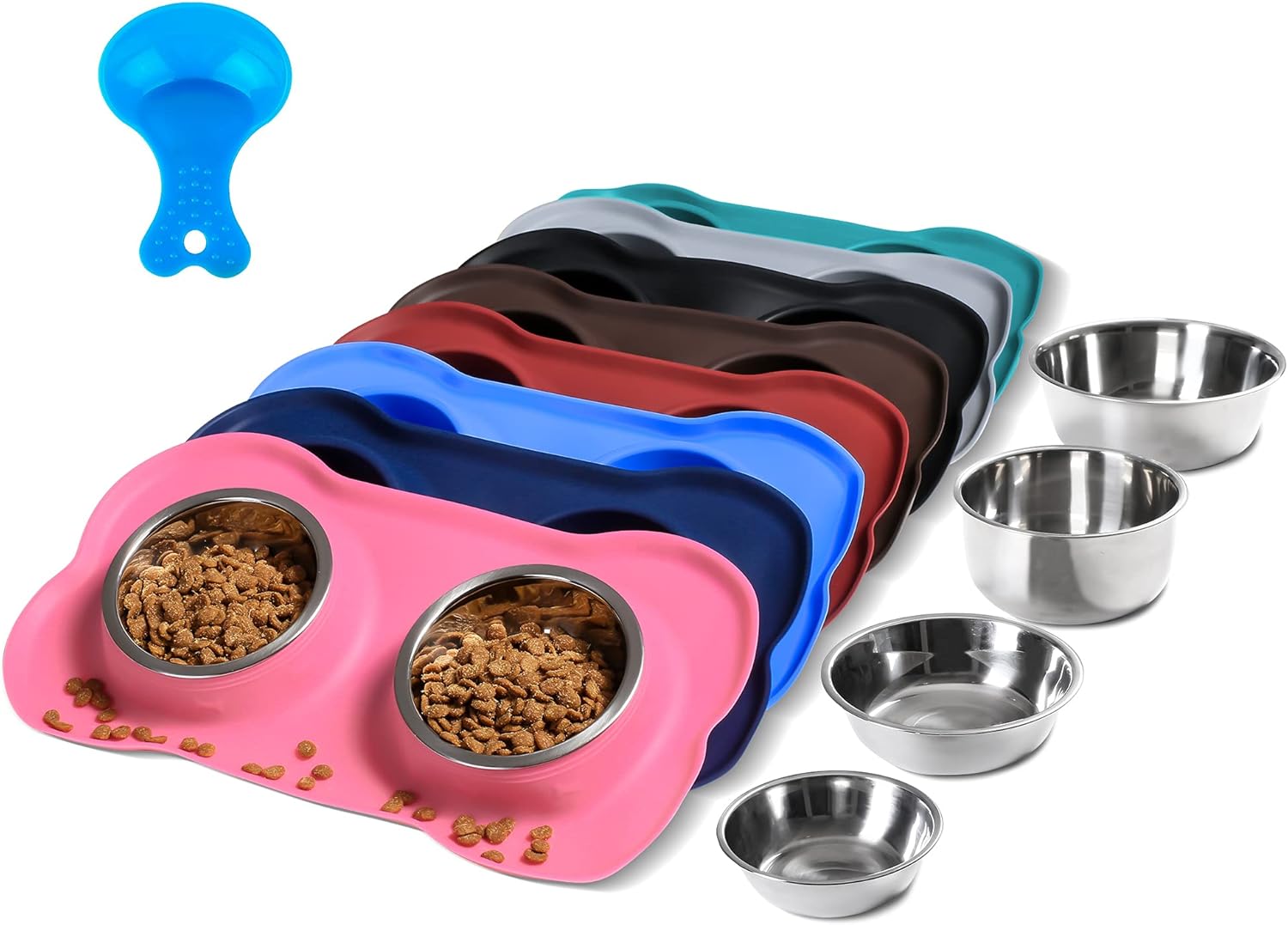 Pet Dog Bowls 2 Stainless Steel Dog Bowl with No Spill Non-Skid Silicone Mat + Pet Food Scoop Water and Food Feeder Bowls for Feeding Small Medium Large Dogs Cats Puppies (S, Pink) - Best Pet Care Store
